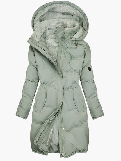 Isla Fitted Quilted Puffer Coat | Hooded Zip Front Coat