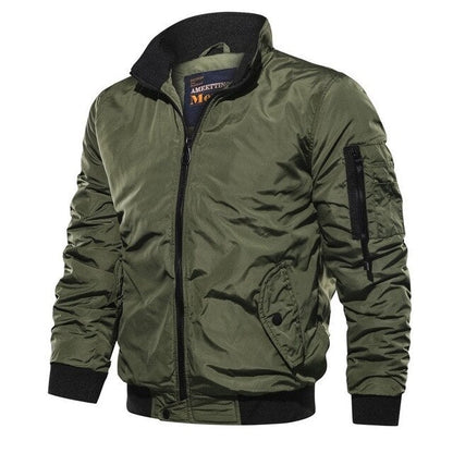 Men’s Bomber Jacket – Windproof Fabric – Relaxed Fit – Stand Collar – Zipper Closure