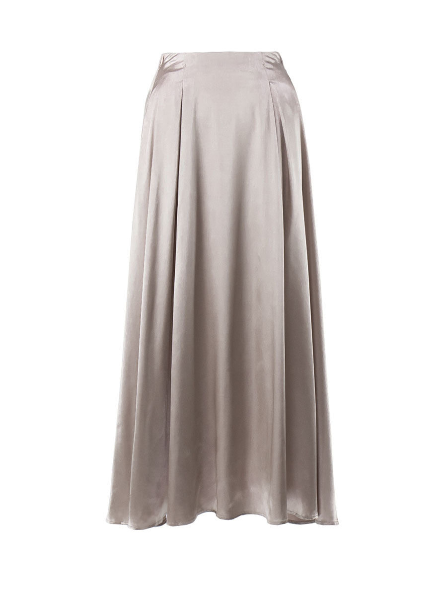 Women’s Maxi Skirt – High Waist – Flowy A-Line – Drapey Elegant Fit – Full Length