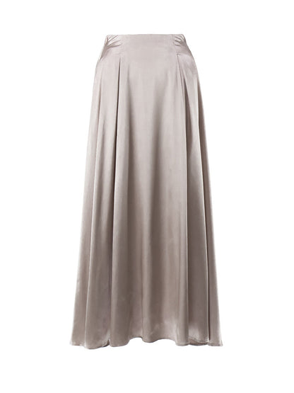 Women’s Maxi Skirt – High Waist – Flowy A-Line – Drapey Elegant Fit – Full Length