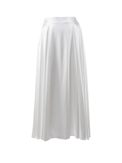 Women’s Maxi Skirt – High Waist – Flowy A-Line – Drapey Elegant Fit – Full Length
