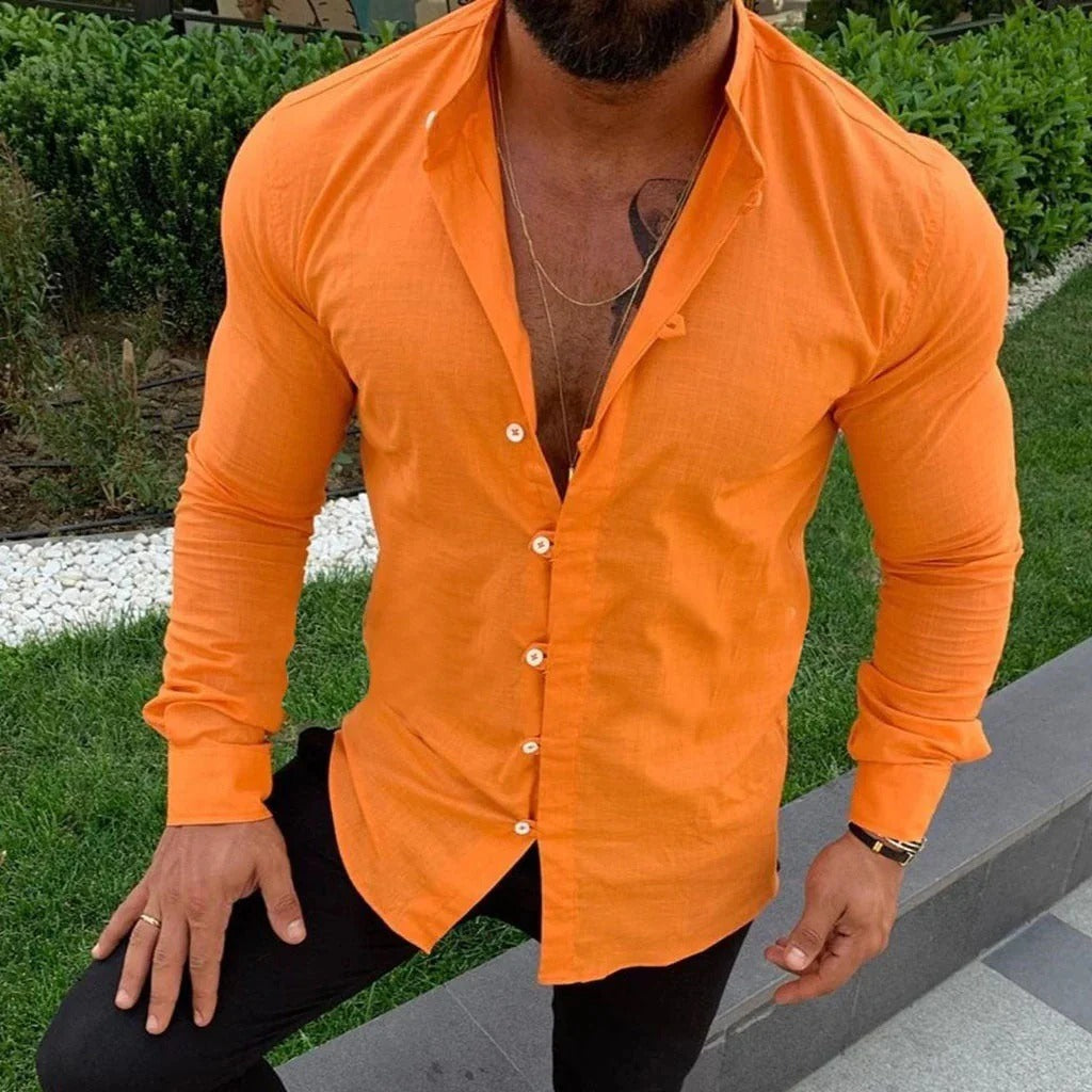 Men’s Shirt – Slim Fit – Long Sleeve – Button-Up – Natural Fibers – Casual Smart