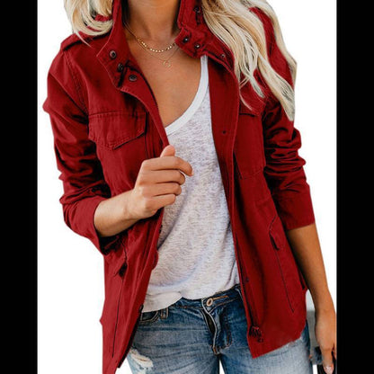 Women’s Utility Jacket – Cotton – Regular Fit – Zip Button Front – Four Pocket