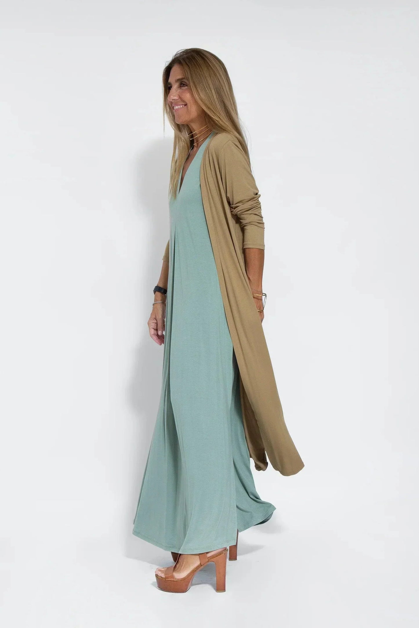 Women's Maxi Dress - Sleeveless A-Line - Lightweight Flowy V-Neck Elegant Fit
