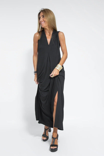 Women's Maxi Dress - Sleeveless A-Line - Lightweight Flowy V-Neck Elegant Fit