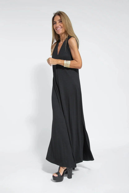 Women's Maxi Dress - Sleeveless A-Line - Lightweight Flowy V-Neck Elegant Fit