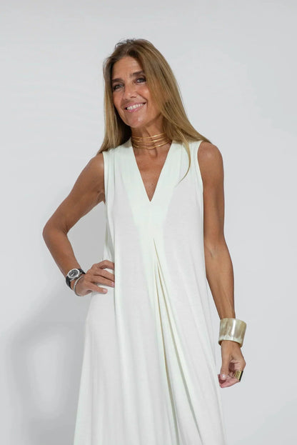 Women's Maxi Dress - Sleeveless A-Line - Lightweight Flowy V-Neck Elegant Fit