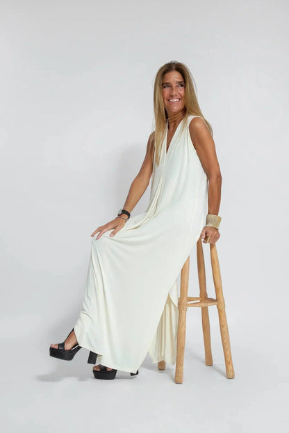 Women's Maxi Dress - Sleeveless A-Line - Lightweight Flowy V-Neck Elegant Fit