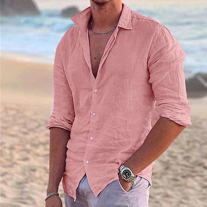 Men’s Button-Up Shirt – Relaxed Fit – Long Sleeve – Breathable Natural Fibers