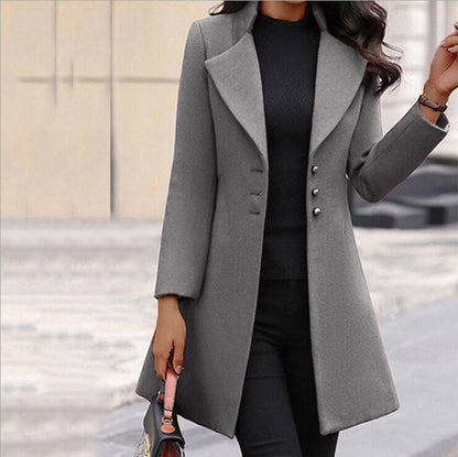 Women’s Tailored Coat – Slim Fit – Luxury Fabric – Notched Lapel – Mid Length