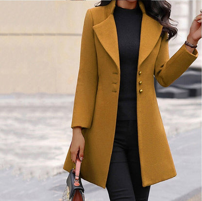 Women’s Tailored Coat – Slim Fit – Luxury Fabric – Notched Lapel – Mid Length