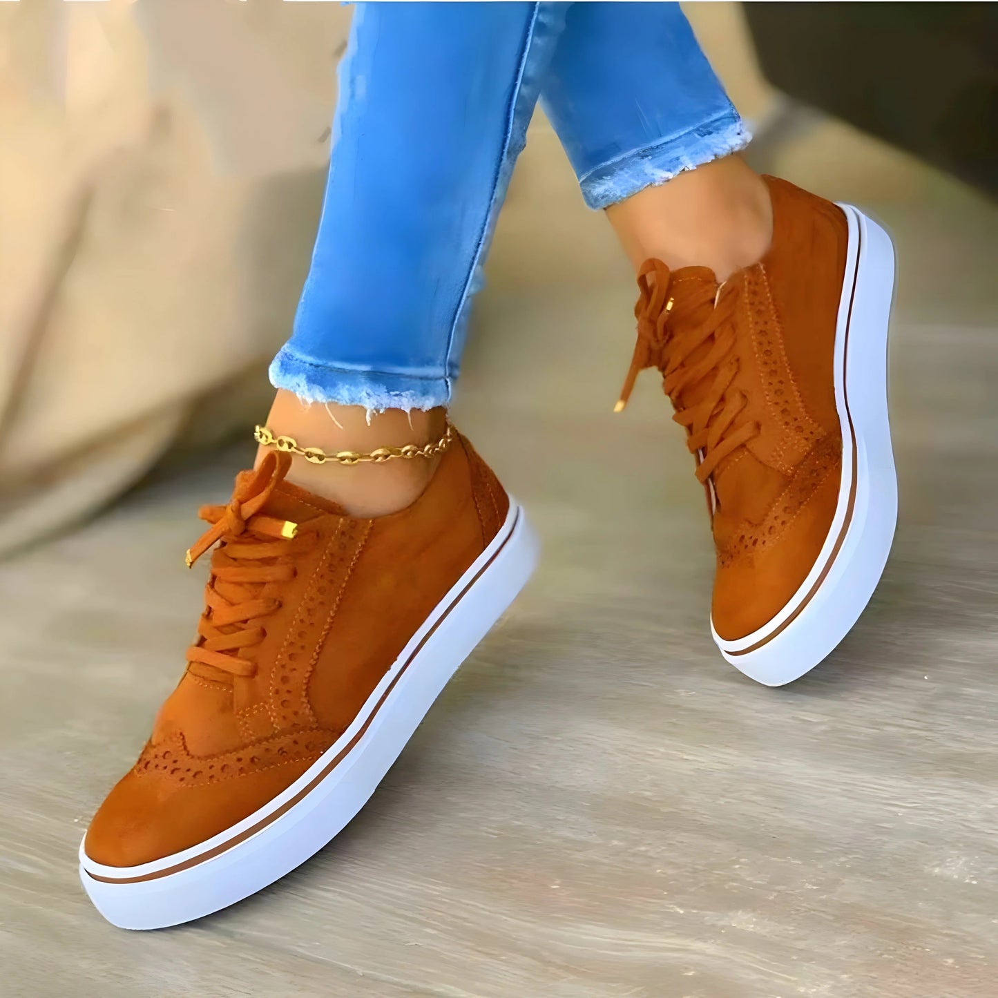 Women’s Sneakers – Supportive Fit – Mesh Upper – Lace-Up Low Top Casual