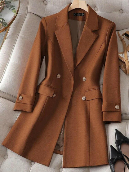 Women’s Trench Coat – Tailored Fit – Double-Breasted – Mid-Length – Luxury Fabric