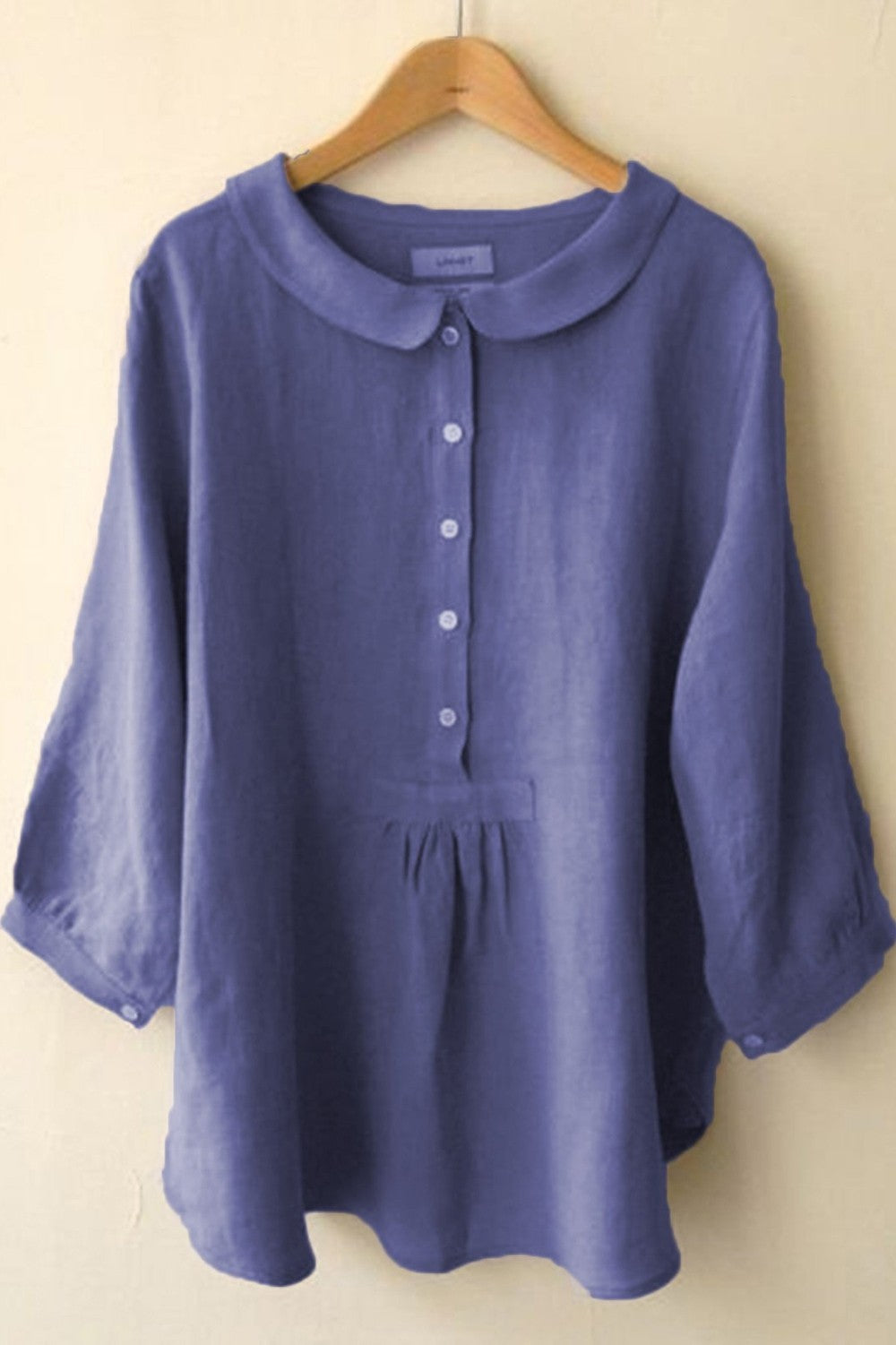 Women's Blouse - Linen - Relaxed Fit - Peter Pan Collar