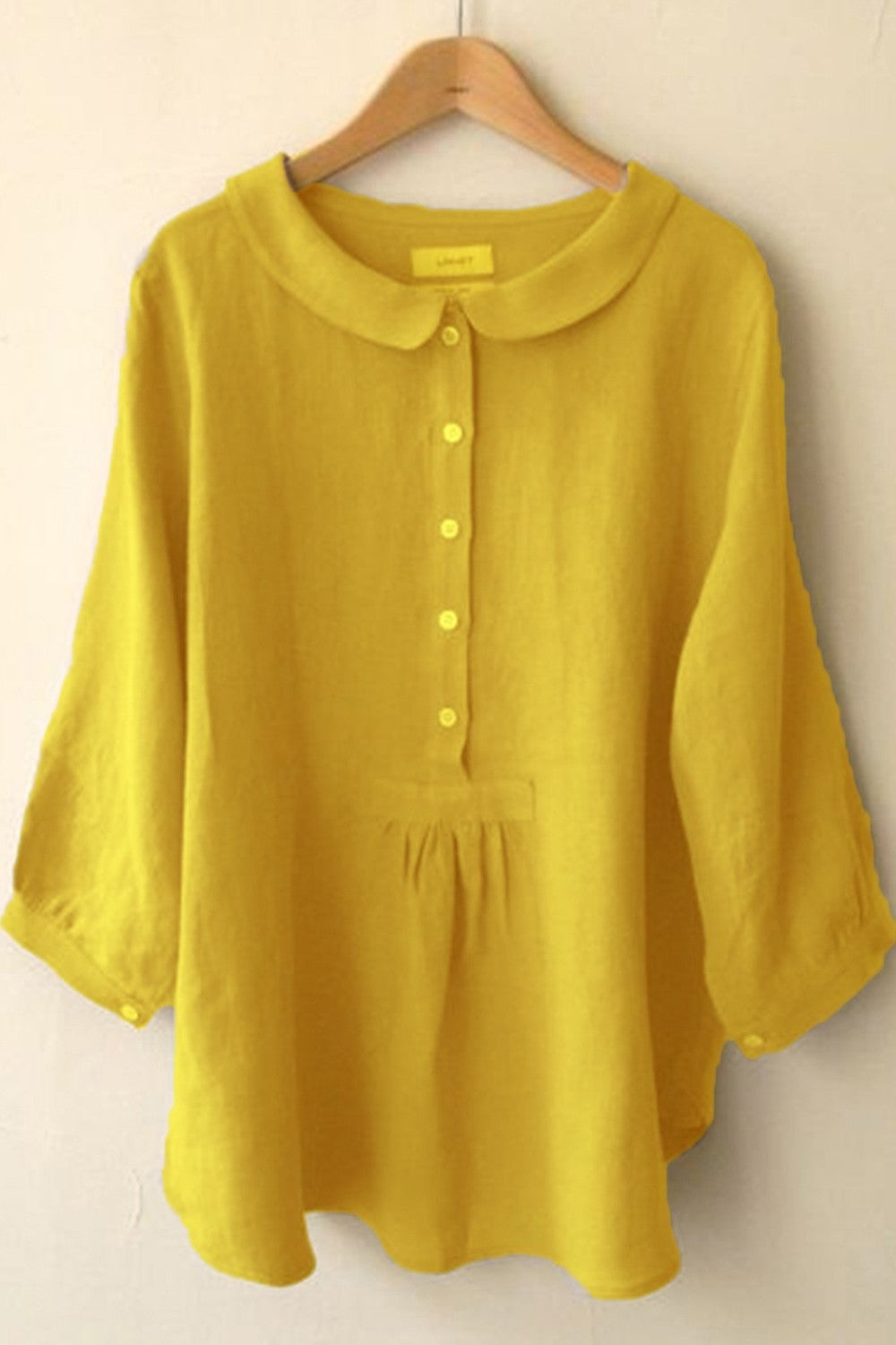 Women's Blouse - Linen - Relaxed Fit - Peter Pan Collar