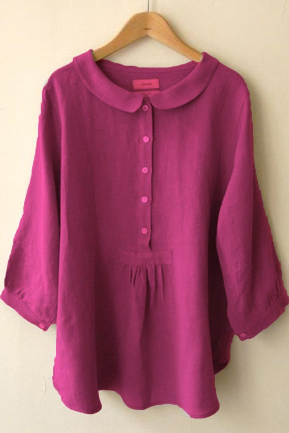 Women's Blouse - Linen - Relaxed Fit - Peter Pan Collar
