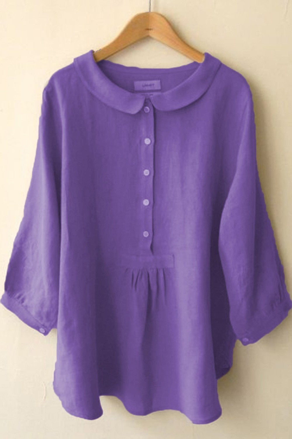 Women's Blouse - Linen - Relaxed Fit - Peter Pan Collar