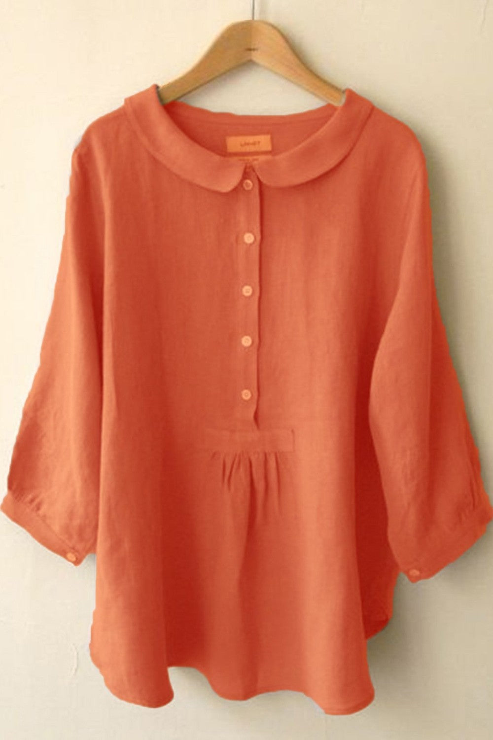 Women's Blouse - Linen - Relaxed Fit - Peter Pan Collar