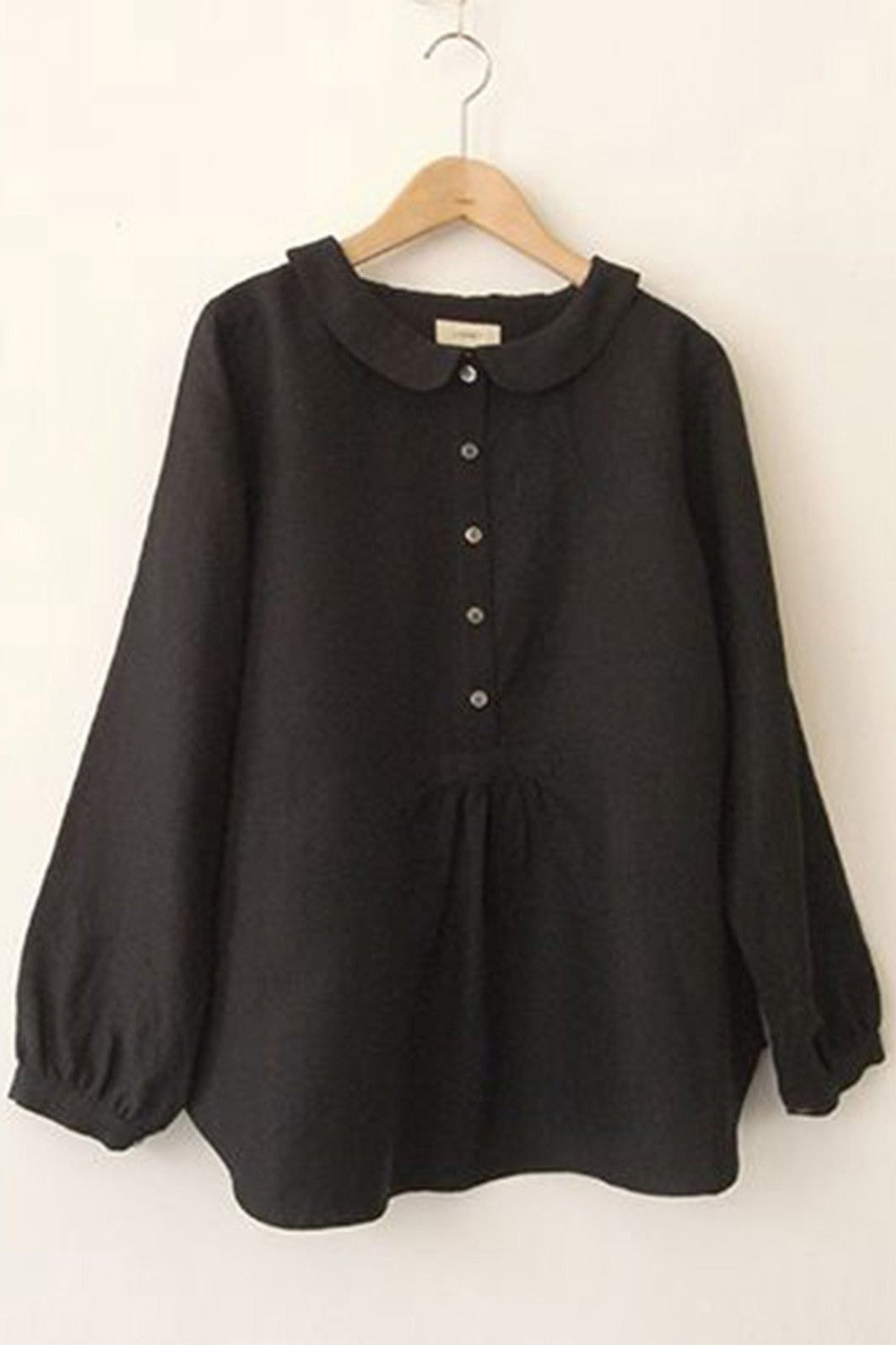 Women's Blouse - Linen - Relaxed Fit - Peter Pan Collar