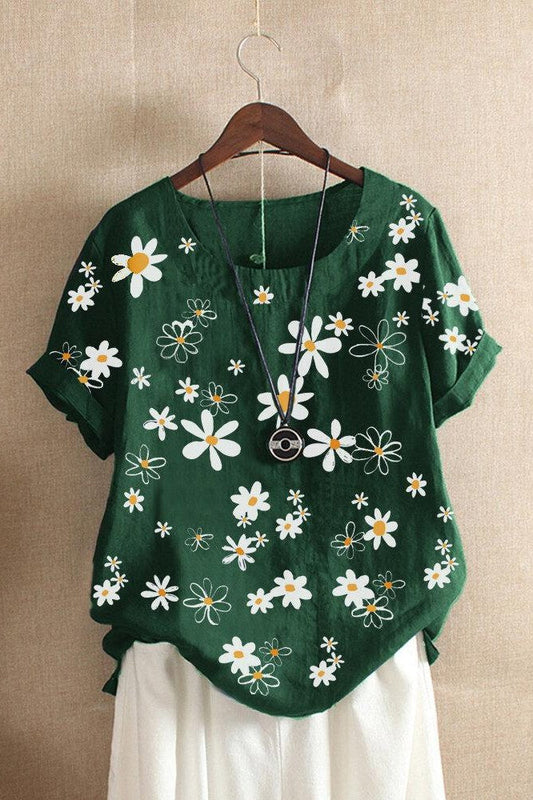 Women’s T-Shirt – Relaxed Fit – Soft Knit – Floral Print – Short Sleeve Casual Wear