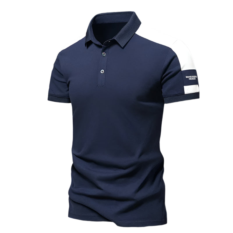 Men’s Polo Shirt – Slim Fit – Breathable Blend – Contrast Shoulder Panels – Smart Casual