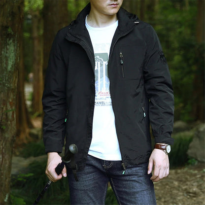 Men’s Outdoor Jacket – Water-Resistant – Tailored Fit – Hooded – Zippered Pockets