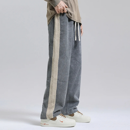 Theodore Relaxed Trousers | Ribbed Side Stripe Drawstring Trousers