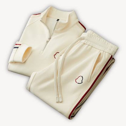 Men’s Tracksuit Set – Cotton Blend – Quarter Zip – Athleisure Fit – Ribbed Cuffs