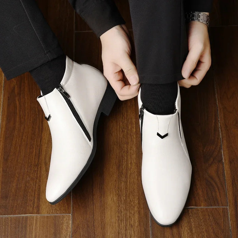 Oscar Slim Fit Ankle Boots | Pointed Toe Burnished Ankle Boots