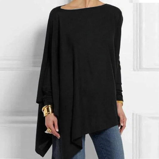 Women’s Tunic Top – Soft Knit – Oversized Fit – Boat Neck – Long Sleeve Casual Wear