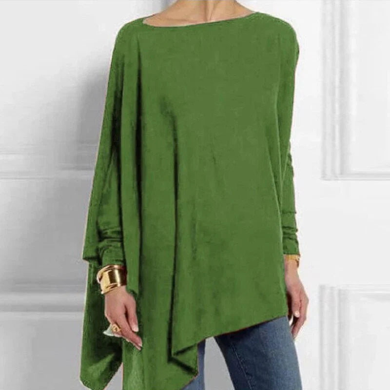 Women’s Tunic Top – Soft Knit – Oversized Fit – Boat Neck – Long Sleeve Casual Wear