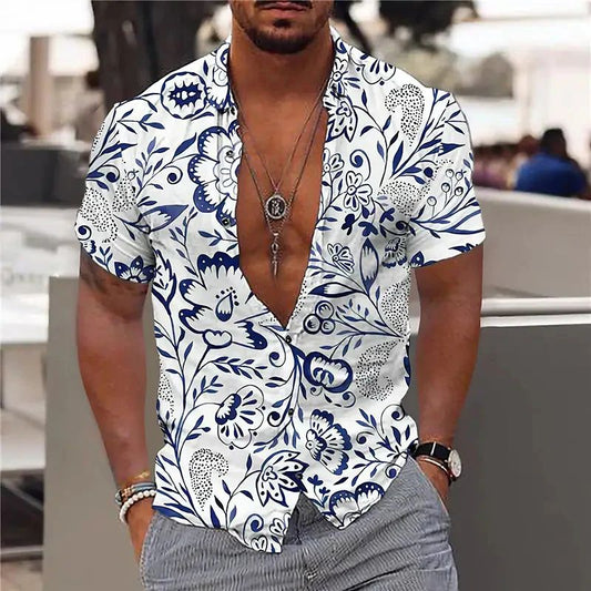 Men’s Polo Shirt – Slim Fit – Breathable Blend – Short Sleeve – Floral Print