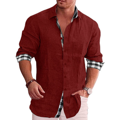 Men’s Button-Up Shirt – Tailored Fit – Long Sleeve – Cotton – Checked Detail