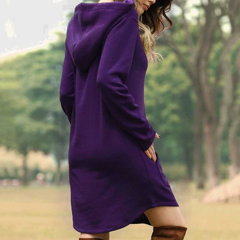 Long soft dress with hood for women