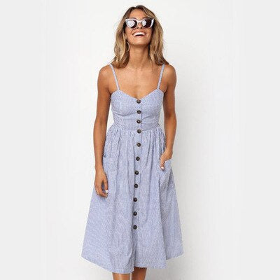 Loose dress with spaghetti straps for women