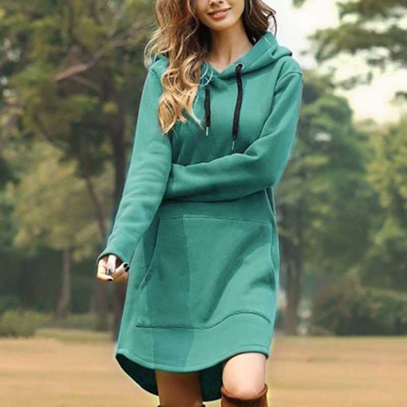 Long soft dress with hood for women