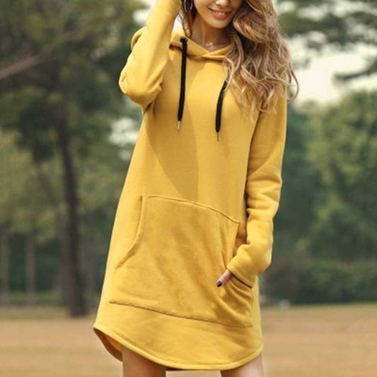 Long soft dress with hood for women