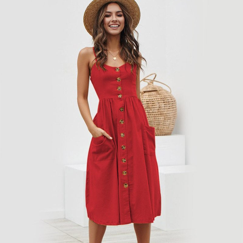 Loose dress with spaghetti straps for women