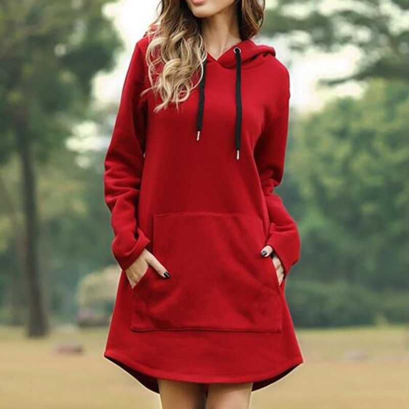 Long soft dress with hood for women