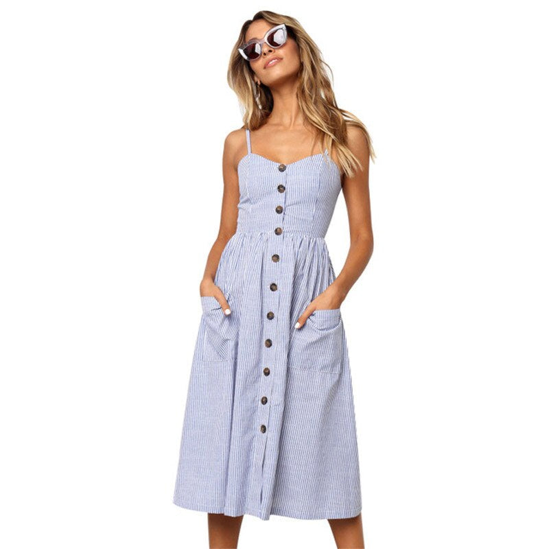 Loose dress with spaghetti straps for women