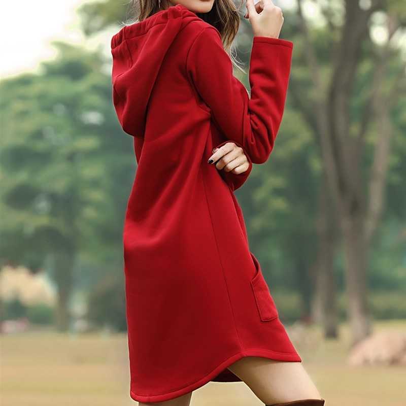 Long soft dress with hood for women