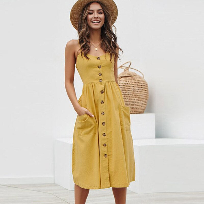 Loose dress with spaghetti straps for women