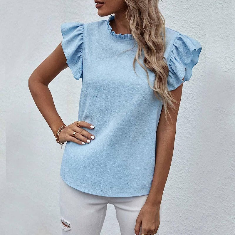 Elegant women's blouse with ruffle sleeves for women