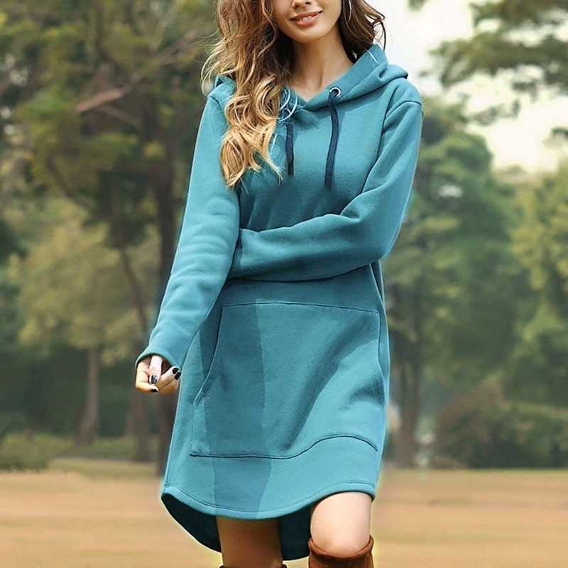 Long soft dress with hood for women