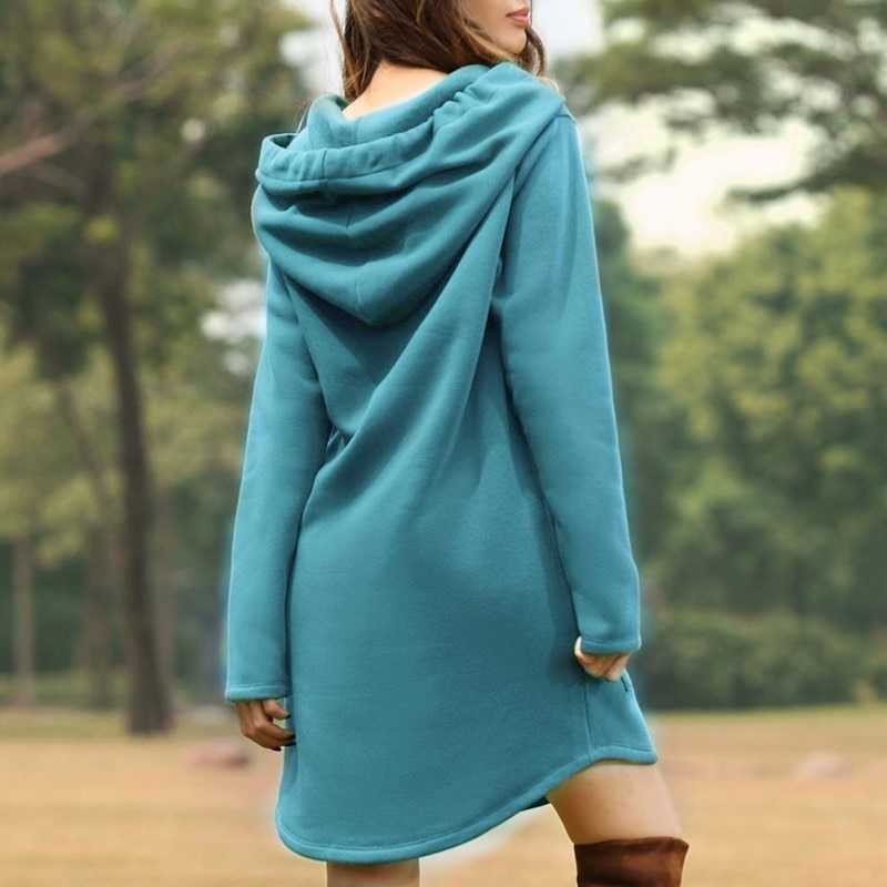 Long soft dress with hood for women