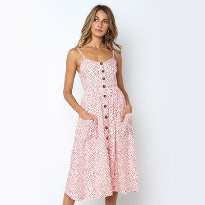 Loose dress with spaghetti straps for women