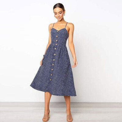 Loose dress with spaghetti straps for women