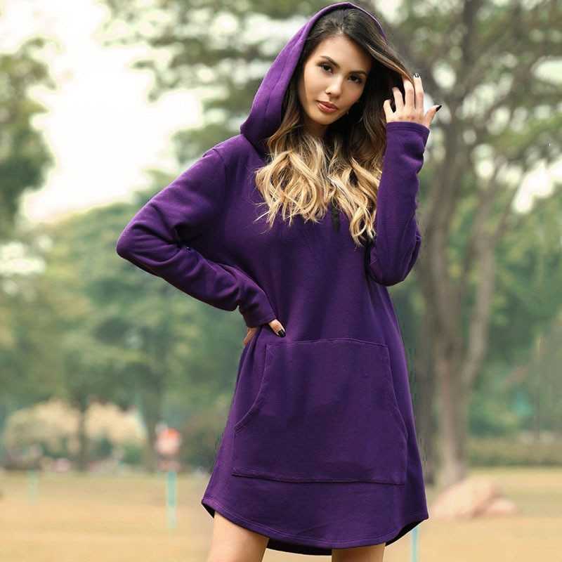 Long soft dress with hood for women