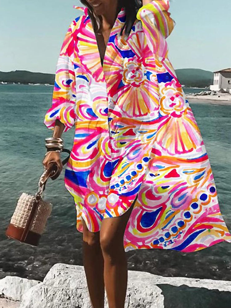 Colourful wide dress with beautiful designs for women