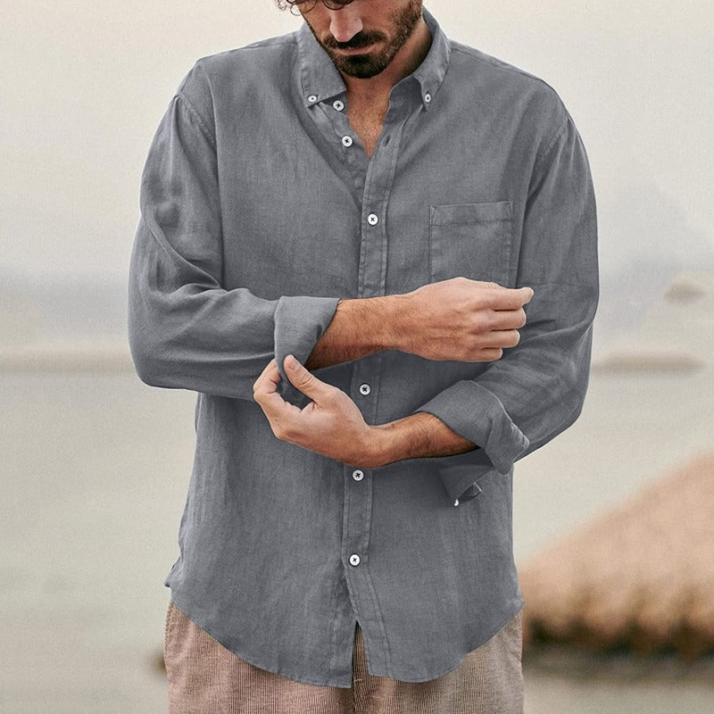 Premium linen shirts with chest pocket and buttons for men